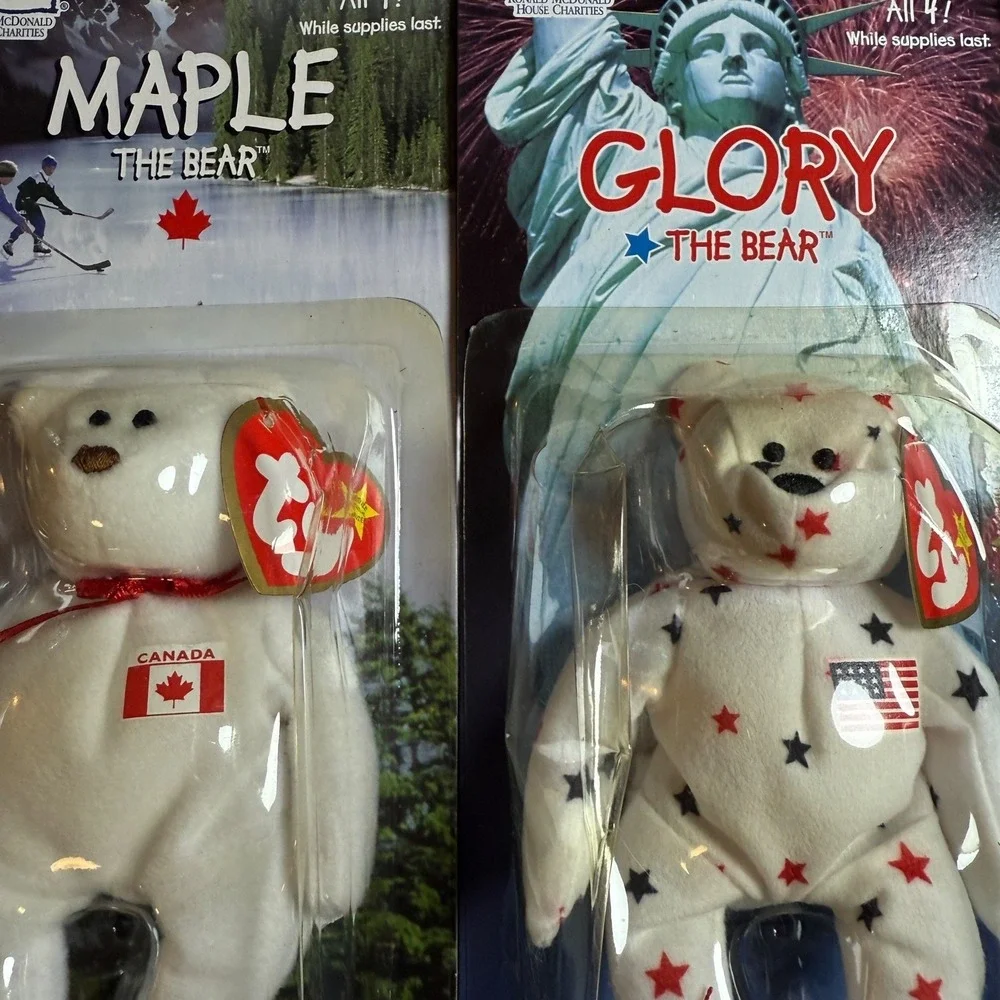 TY Teenie Beanie Baby Lot 3 Bears Glory Erin Maple US IRE CAN VTG McDonalds 1999